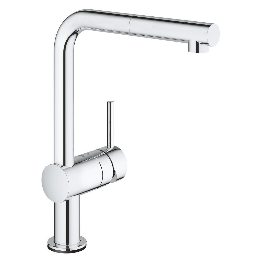 Minta Touch sink L-spout pull-out spray